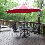 Deck table with umbrella--seats 6